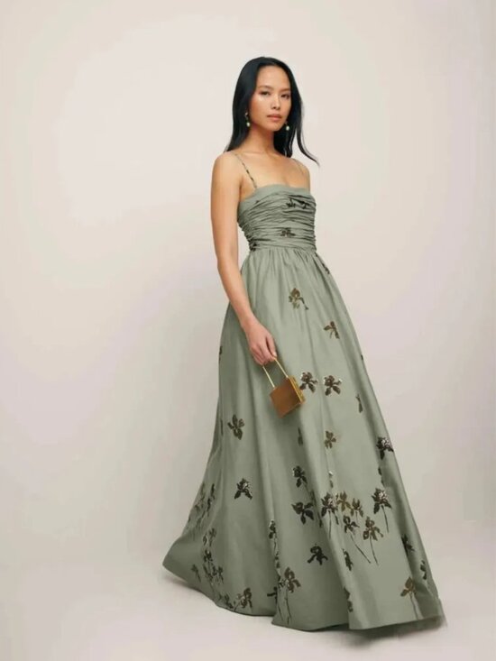 Reformation Dresses & Skirts - Reformation Kastoria Iris Border Dress Size 12 NWT Smocked Bodice Floral Maxi